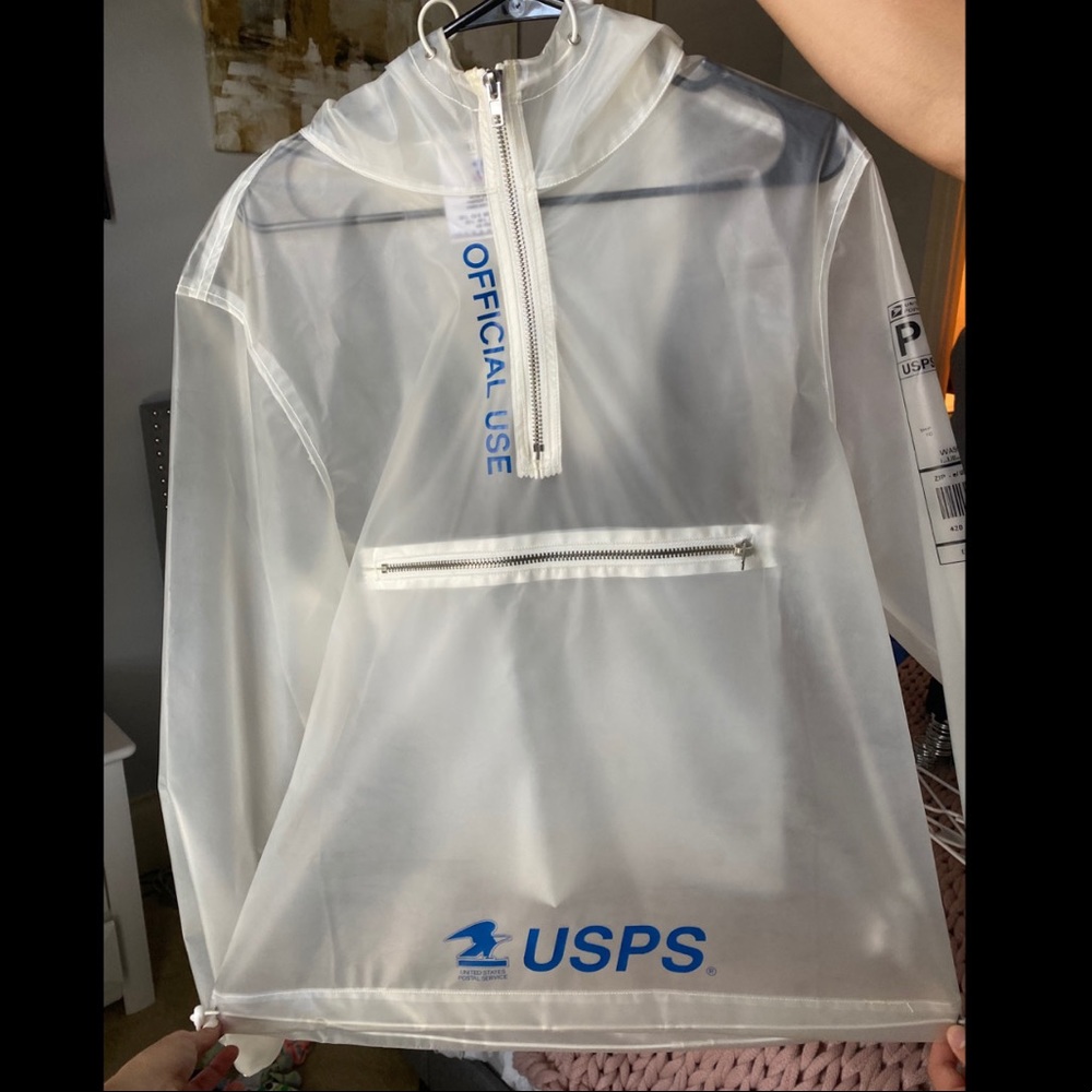 *WORN ONCE* USPS transparent quarter zip hoodie